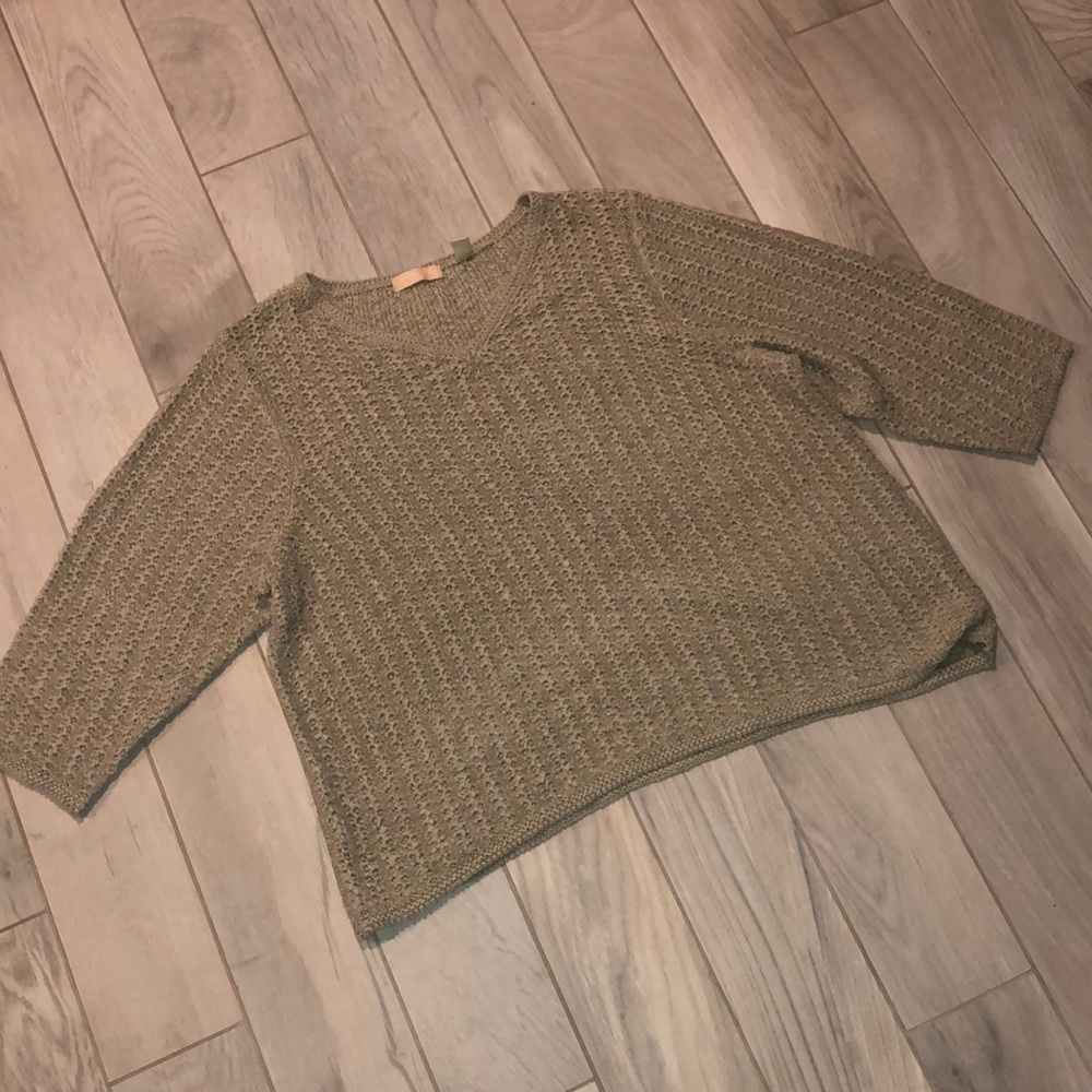 Kate hill tan v-neck sweater 3x